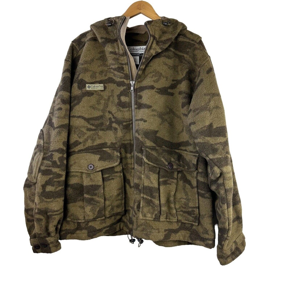 Columbia Men's Monarch Pass Camo Wool Blend Hooded Hunting Coat Size Large EUC - Picture 2 of 7